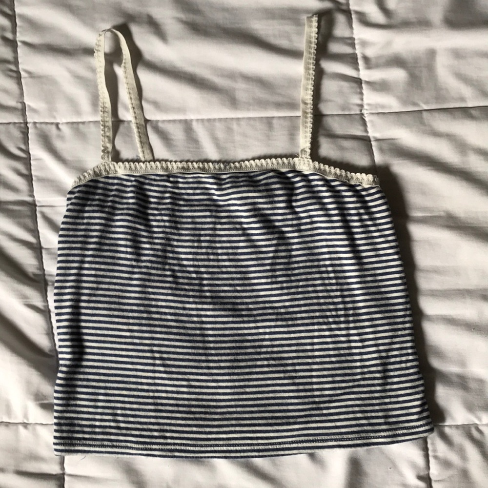 Crop top with blue and white stripes